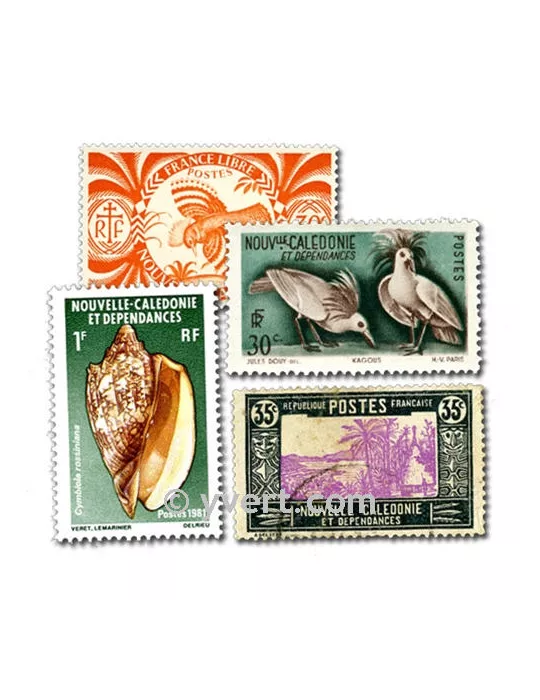 NOUVELLE CALEDONIE : pochette de 50 timbres (Oblitérés)