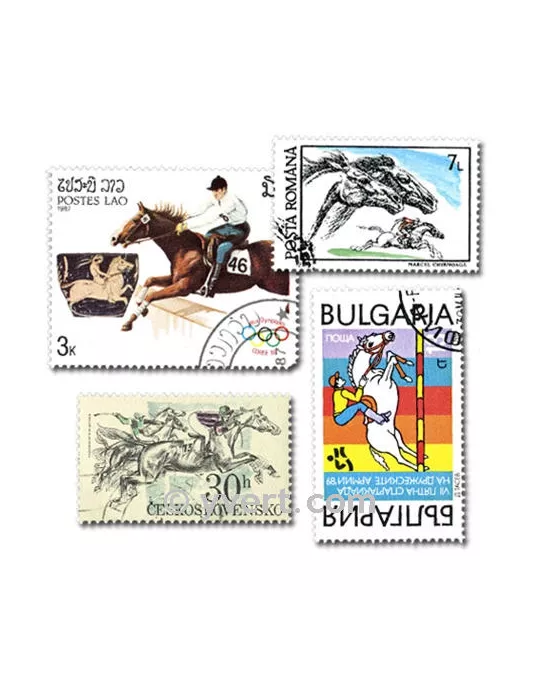 HIPPISME : pochette de 50 timbres (Oblitérés)