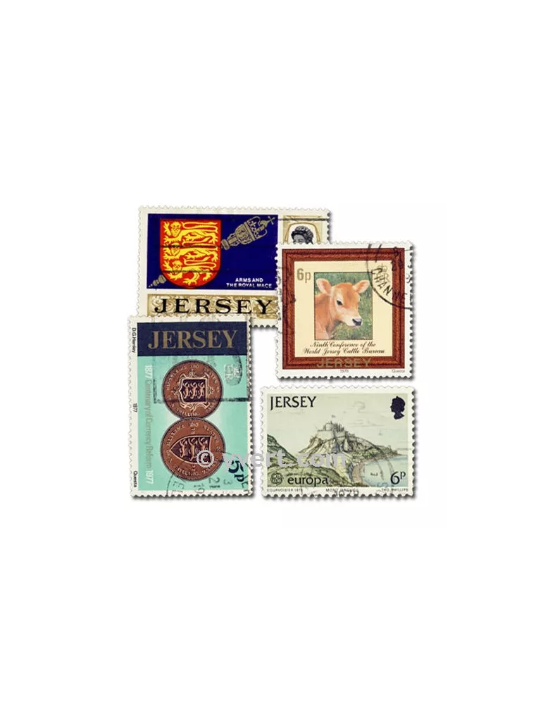 JERSEY : pochette de 100 timbres (Oblitérés)