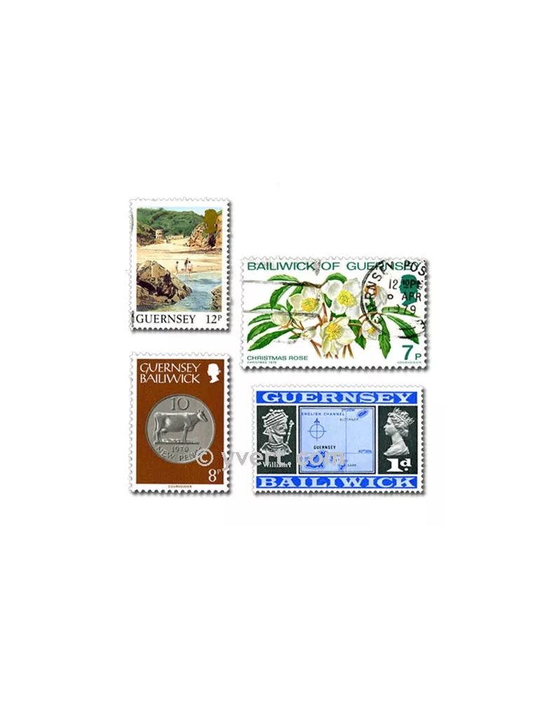 GUERNESEY : pochette de 50 timbres (Oblitérés)