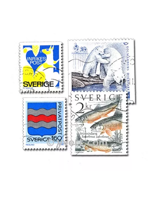 SUEDE : pochette de 200 timbres (Oblitérés)