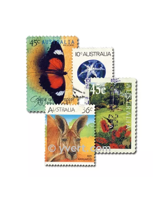 AUSTRALIE : pochette de 200 timbres (Oblitérés)
