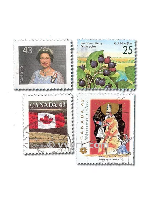 CANADA : pochette de 300 timbres (Oblitérés)