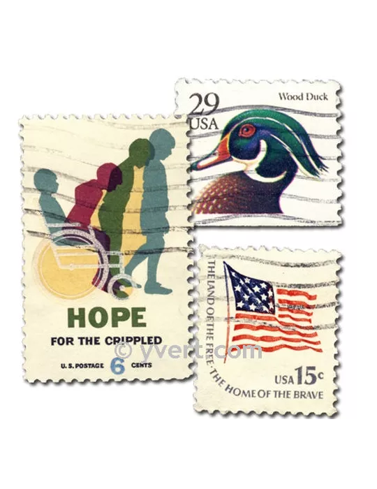 ETATS-UNIS : pochette de 200 timbres (Oblitérés)