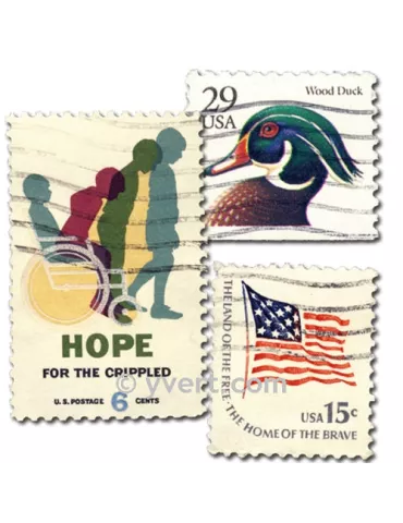 ETATS-UNIS : pochette de 300 timbres (Oblitérés)
