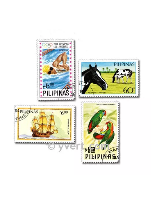 PHILIPPINES : pochette de 100 timbres (Oblitérés)