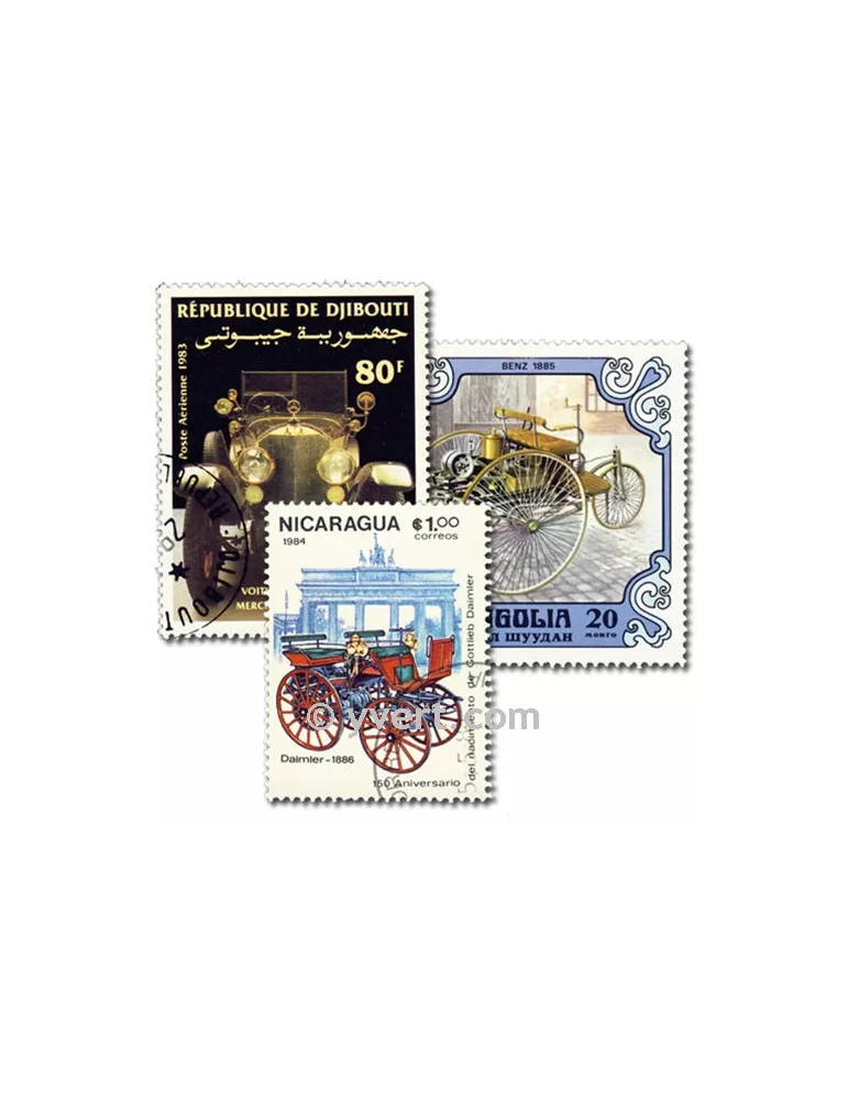 VOITURES MERCEDES : pochette de 25 timbres (Oblitérés)