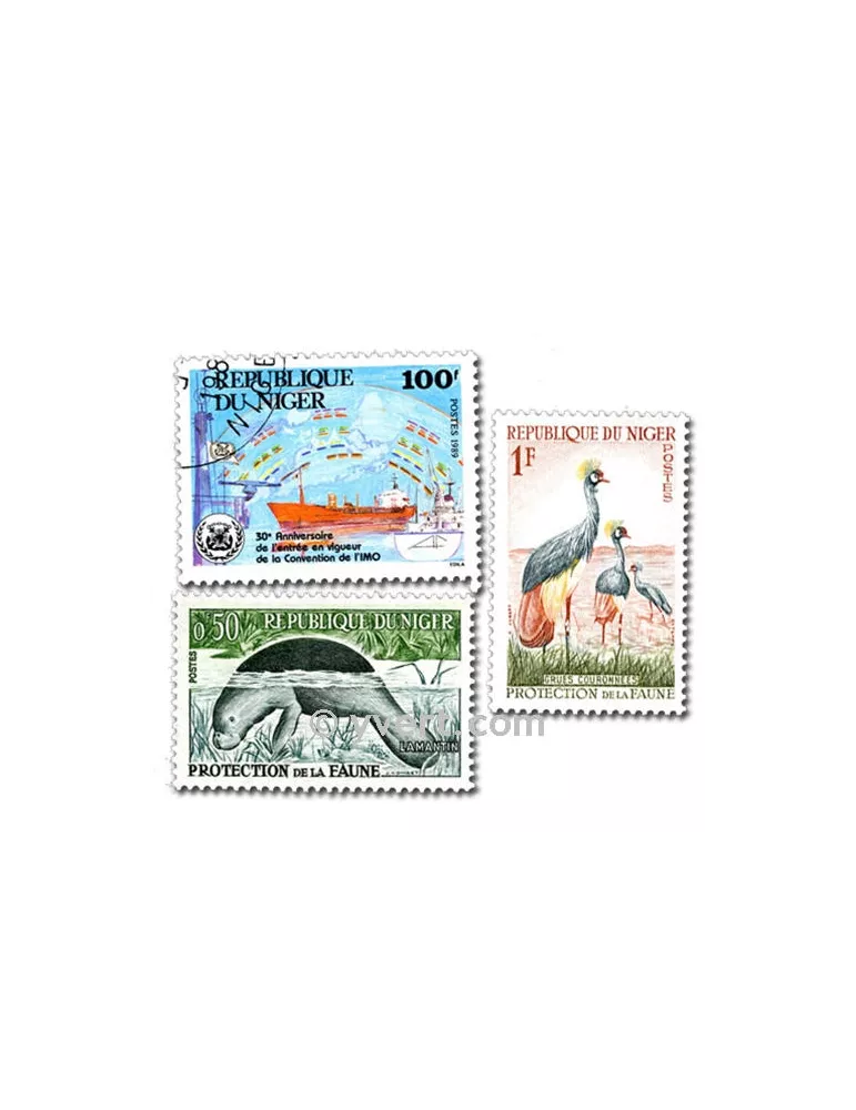 NIGER : pochette de 200 timbres (Oblitérés)