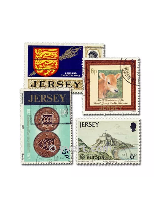 JERSEY : pochette de 50 timbres (Oblitérés)