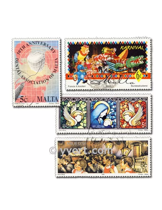 MALTE : pochette de 200 timbres (Oblitérés)