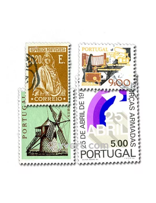 PORTUGAL : pochette de 100 timbres (Oblitérés)