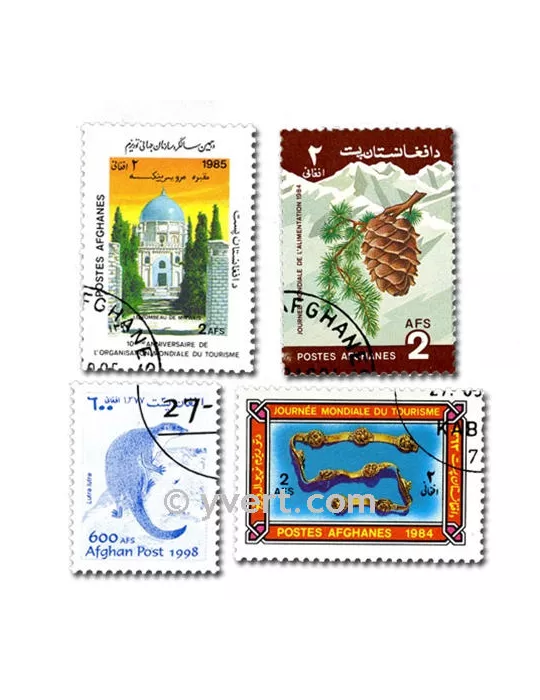 AFGHANISTAN : pochette de 100 timbres (Oblitérés)