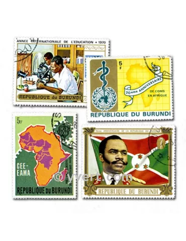 BURUNDI : pochette de 100 timbres (Oblitérés)