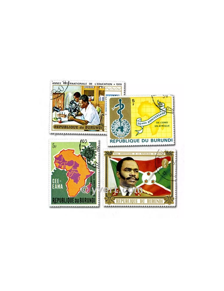 BURUNDI : pochette de 100 timbres (Oblitérés)