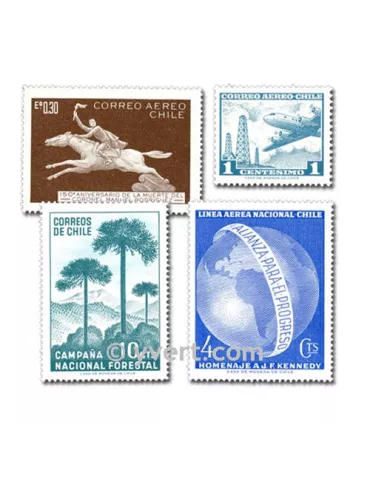 CHILI : pochette de 100 timbres (Oblitérés)