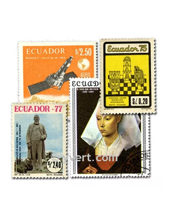 EQUATEUR : pochette de 100 timbres (Oblitérés)