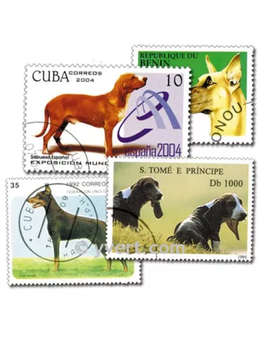 CHIENS : pochette de 200 timbres (Oblitérés)