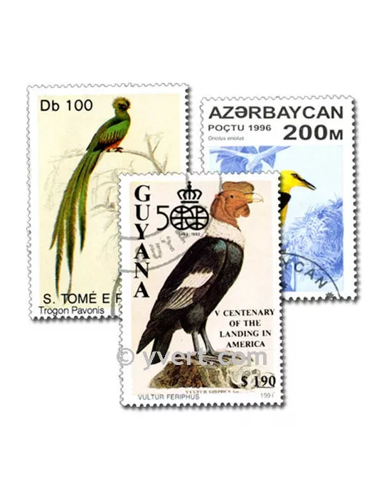 OISEAUX : pochette de 300 timbres (Oblitérés)
