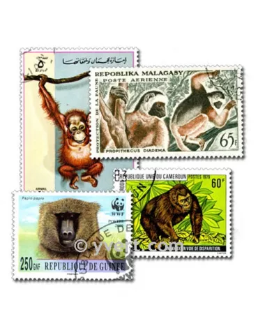 SINGES : pochette de 50 timbres (Oblitérés)