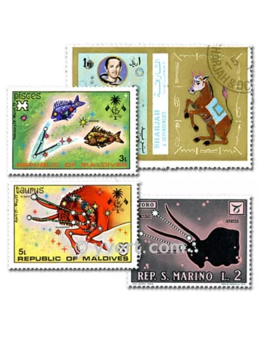 ASTROLOGIE : pochette de 25 timbres (Oblitérés)
