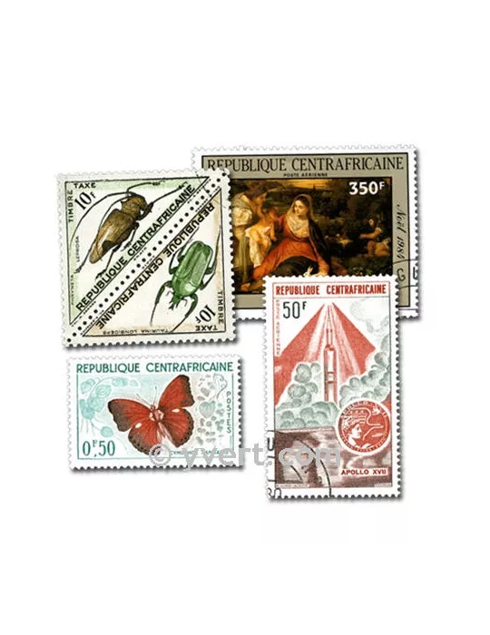 CENTRAFRIQUE : pochette de 200 timbres (Oblitérés)