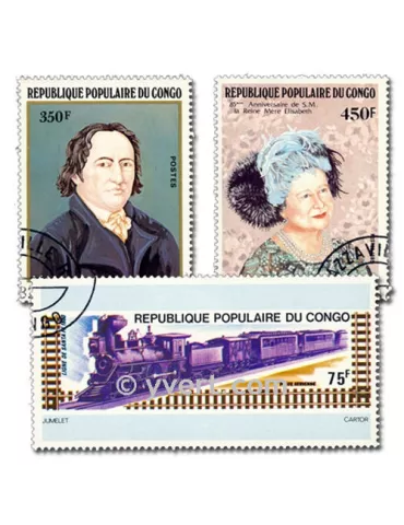 CONGO FRANCAIS : pochette de 200 timbres (Oblitérés)