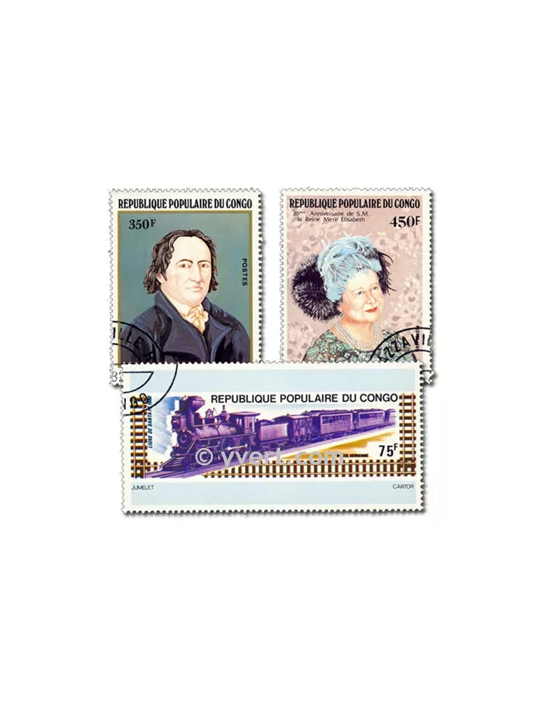 CONGO FRANCAIS : pochette de 200 timbres (Oblitérés)
