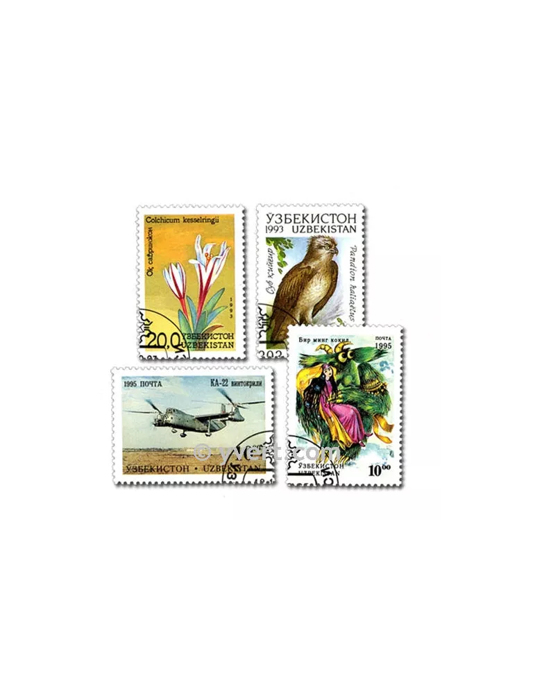 OUZBEKISTAN : pochette de 50 timbres (Oblitérés)