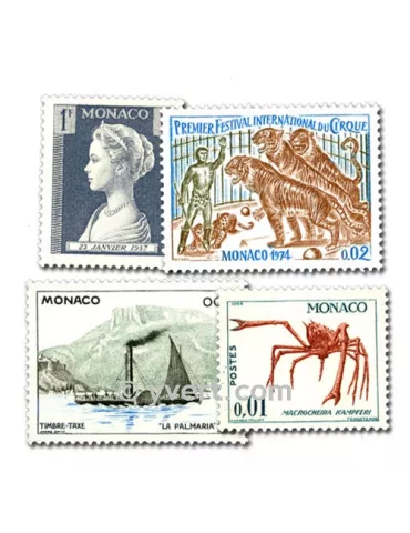 MONACO : pochette de 50 timbres (Oblitérés)