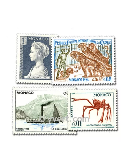 MONACO : pochette de 50 timbres (Oblitérés)