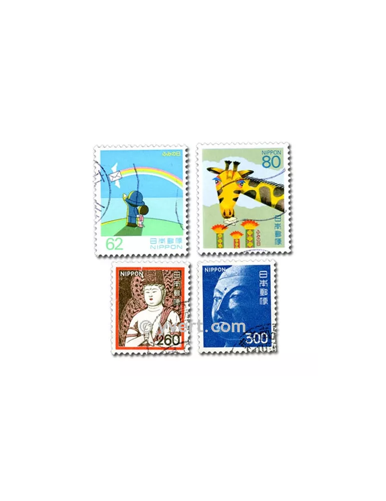 JAPON : pochette de 100 timbres (Oblitérés)