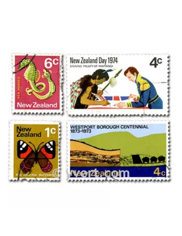 NOUVELLE ZELANDE : pochette de 100 timbres (Oblitérés)