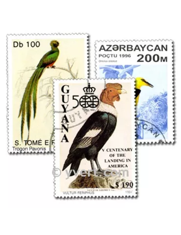 OISEAUX : pochette de 100 timbres (Oblitérés)