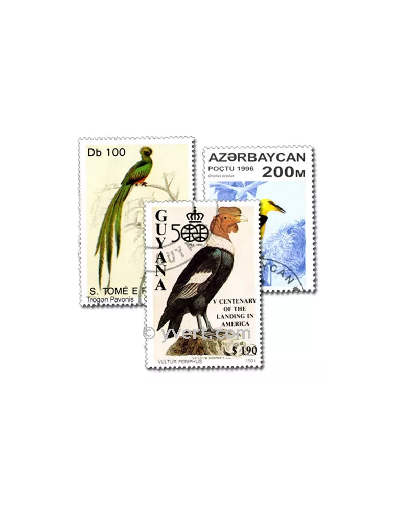 OISEAUX : pochette de 100 timbres (Oblitérés)