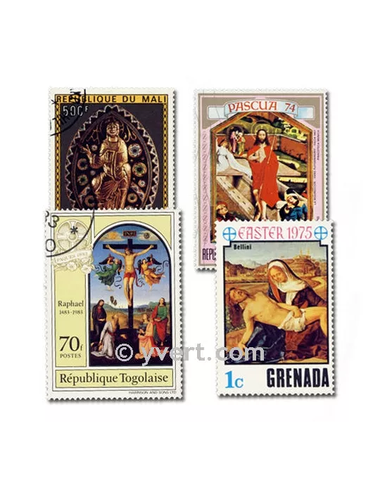 PAQUES : pochette de 50 timbres (Oblitérés)