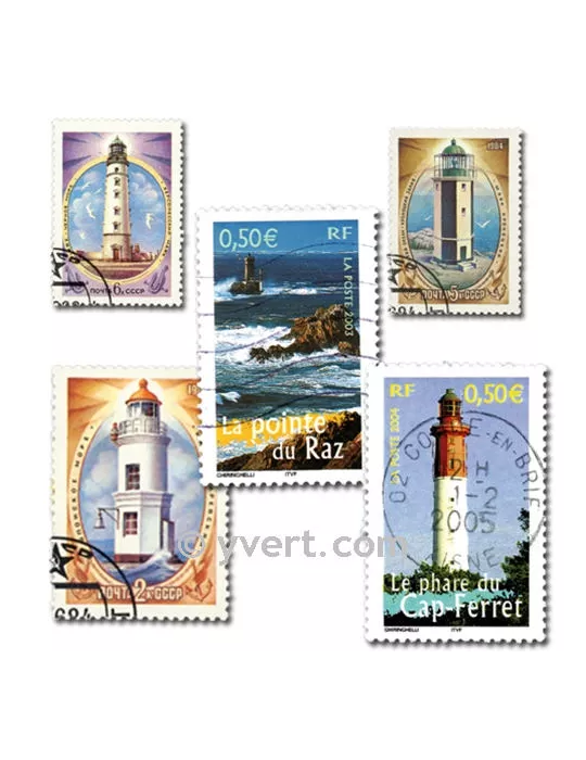 PHARES : pochette de 25 timbres (Oblitérés)