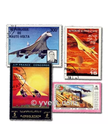 CONCORDE : pochette de 25 timbres (Oblitérés)