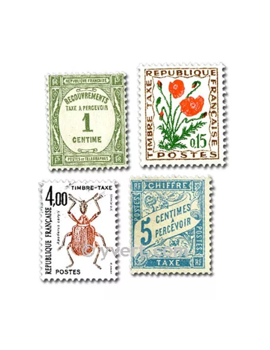 FRANCE TAXE : pochette de 50 timbres (Oblitérés)