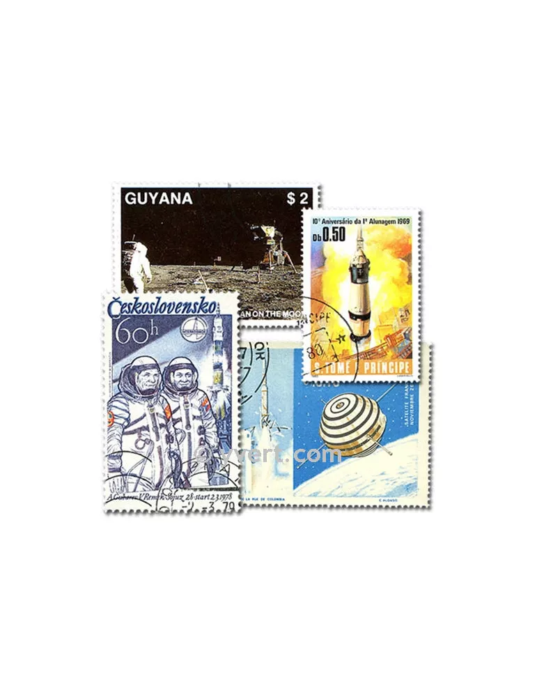 ASTRONAUTIQUE : pochette de 500 timbres (Oblitérés)