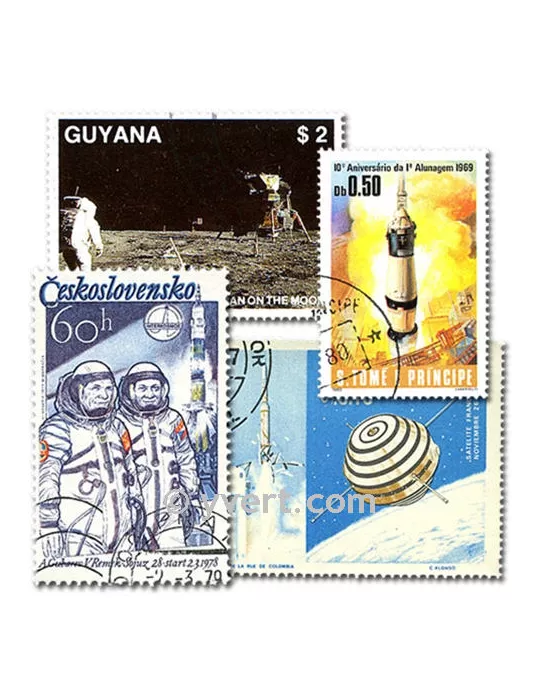 ASTRONAUTIQUE : pochette de 500 timbres (Oblitérés)