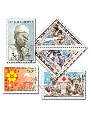 DAHOMEY : pochette de 100 timbres (Oblitérés)