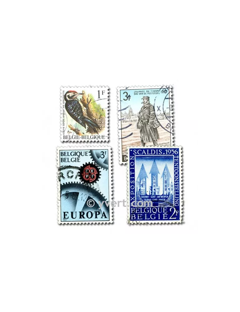 BELGIQUE : pochette de 100 timbres (Oblitérés)