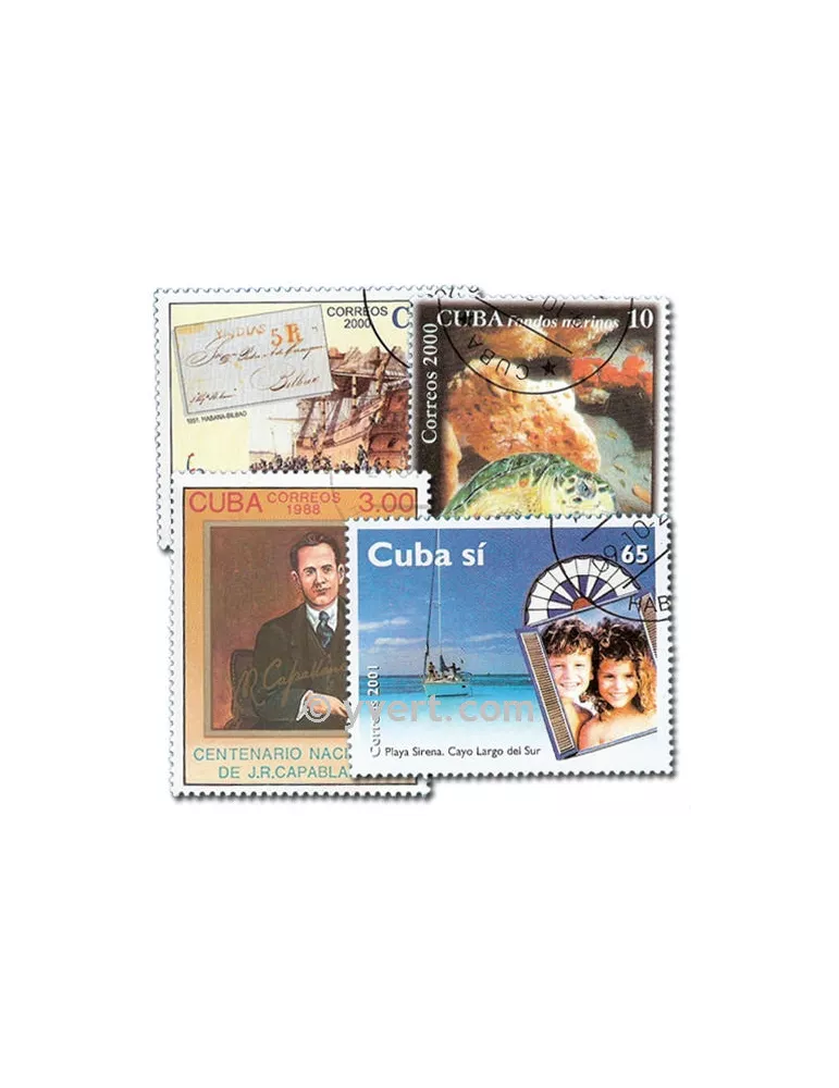 CUBA : pochette de 300 timbres (Oblitérés)