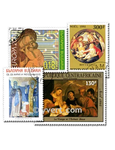 RELIGION : pochette de 200 timbres (Oblitérés)