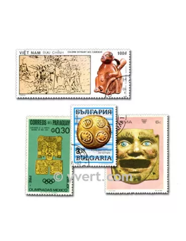 SCULPTURES : pochette de 100 timbres (Oblitérés)