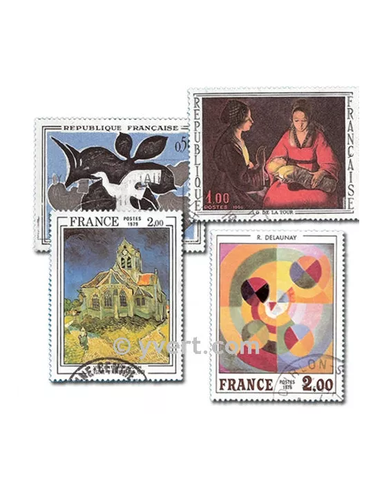 FRANCE TABLEAUX : pochette de 100 timbres (Oblitérés)
