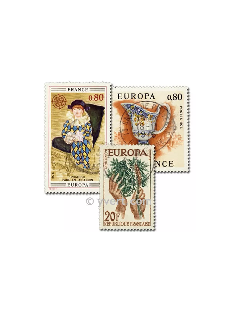 FRANCE EUROPA : pochette de 25 timbres (Oblitérés)