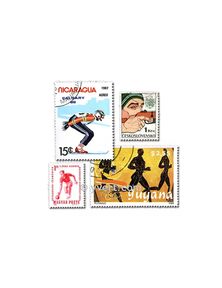 SPORTS : pochette de 200 timbres (Oblitérés)