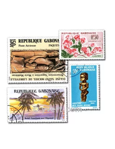 GABON : pochette de 50 timbres (Oblitérés)