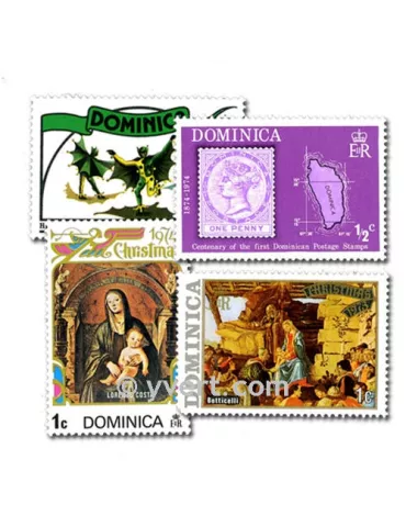 DOMINIQUE : pochette de 100 timbres (Oblitérés)